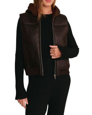 DELUC Brad Hooded Faux Shearling Vest - Black