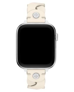 Tory Burch The Miller Braided Leather 20Mm Apple Watch Watchband - Black