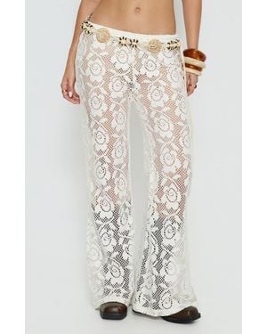 Princess Polly Rosadonna Lace Flared Pants - White