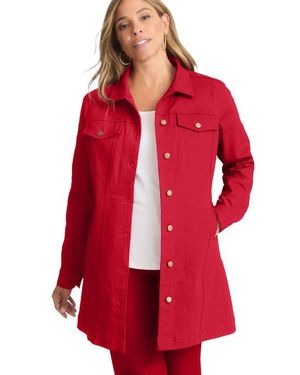 Jessica London Long Denim Jacket - Red