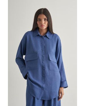 Mizalle Linen Tunic - Blue