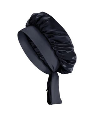 BLISSY Bow Mulberry Silk Bonnet - Black