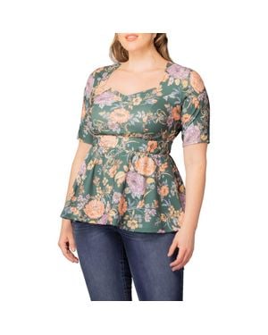 Kiyonna Posh Peplum Top - Gray