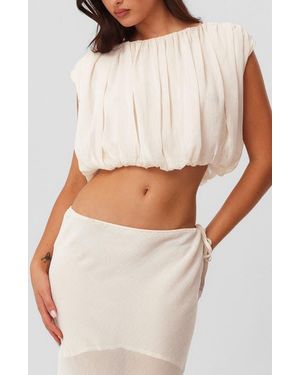 SNDY'S Mara Gathered Cropped Top - White