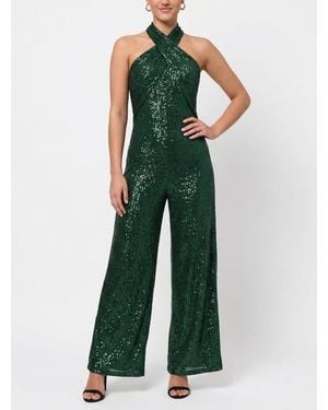 Rachel Roy Goddess Sleeveless Sequin Jumpsuit - Green