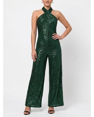 Rachel Roy Goddess Sleeveless Sequin Jumpsuit - Green