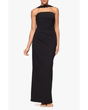 Xscape Evenings Halter Neck Scuba Crepe Sheath Gown - Black