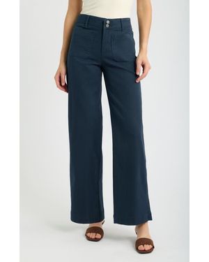 Wit & Wisdom Emma Patch Pocket High Waist Wide Leg Pants - Blue
