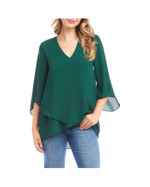Karen Kane Crossover Hem Asymmetric Top - Green