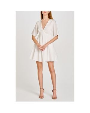 Wayf Zelma Short Sleeve Babydoll Minidress - Gray