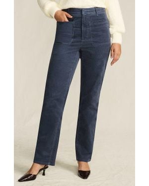 Lands' End Corduroy High Rise Rail Straight Leg Pants - Blue