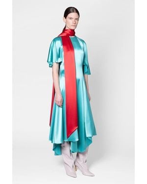 ROKSANDA A-Line Wren Dress With Contrast Scarf - Blue