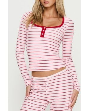 Princess Polly Slumber Party Henley Crop Top - Pink