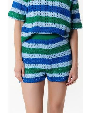 Colourful Rebel Nolita Crochet Stripe Short - Blue