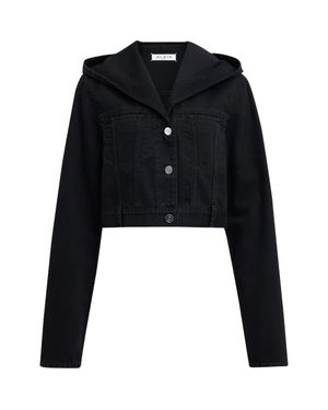 Alaïa Crop Hooded Denim Jacket - Black