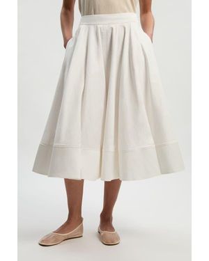 Karen Millen Cotton Tailored Full Midi Skirt - White