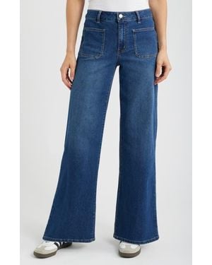 1822 Denim Patch Pocket Wide Leg Jeans - Blue