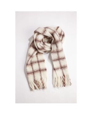 Hat Attack Warm Window Plaid Scarf - Natural