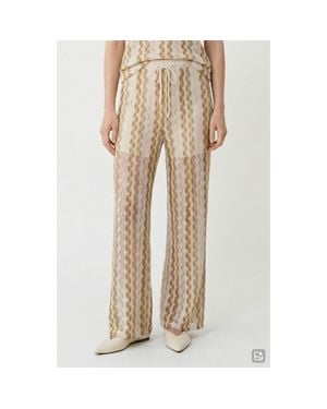 Vero Moda Teresa Open Stitch Stripe Drawstring Pants - Natural