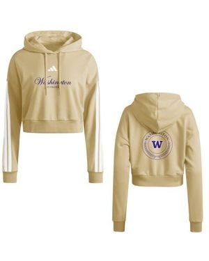 adidas Washington Huskies Campus Queen Cropped Pullover Hoodie - Metallic