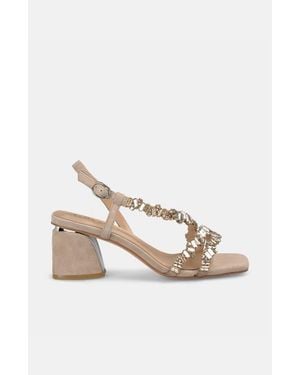 Alma En Pena. Jewel Strappy Heel Sandal - Natural
