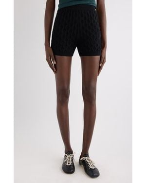 Dries Van Noten Target Merino Wool Pointelle Shorts - Black