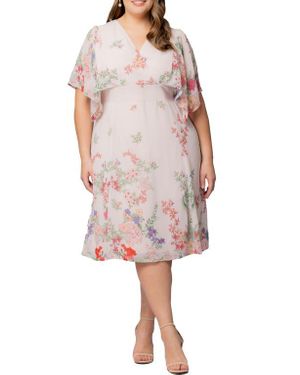 Kiyonna Floral Print A-Line Dress - Multicolor