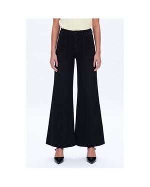Bayeas Raw Hem High Waist Utility Wide Leg Jeans - Black