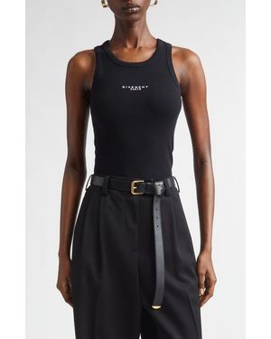 Givenchy Embroidered Logo Stretch Cotton Rib Tank - Black