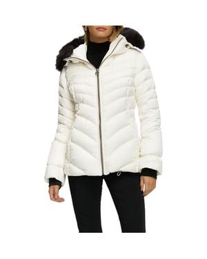 Gorski Apres-Ski Chevron Parka With Detachable Toscana Lamb Hood Trim - White