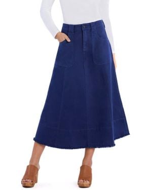 Wash Lab Denim Patch Pocket Denim Midi Skirt - Blue