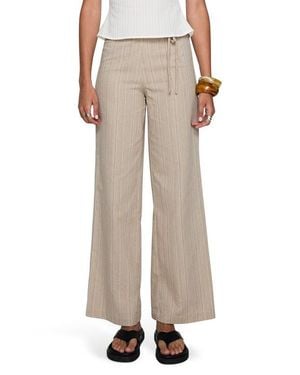 Princess Polly Rush Hours Tie Waist Flare Pants - Natural