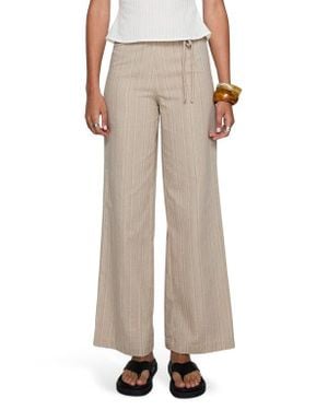 Princess Polly Rush Hours Tie Waist Flare Pants - Natural