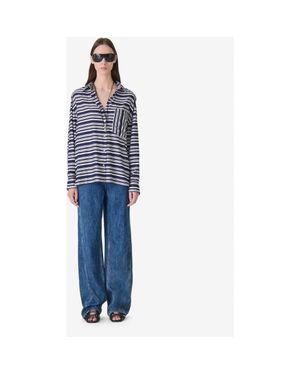 IRO Uzes Striped Poplin Shirt - Blue