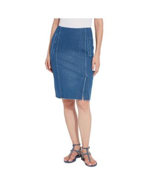 Lyssé Ntials Lyrica Knit Denim Pencil Skirt - Blue