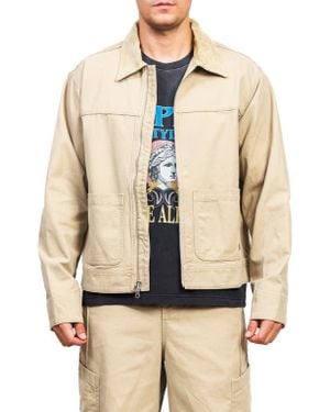 Alpha Style Blun Zip-Up Work Jacket - Natural
