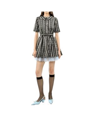 Anna Sui Ribbon Roses Belted Mini Dress - Blue