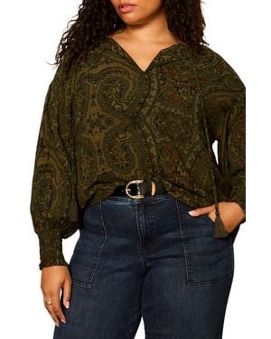 Sanctuary The Moment Volume Blouse - Green