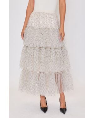Vici Collection Jessica Dot Print Tiered Mesh Maxi Skirt - Multicolor