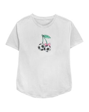 Lost Gods Soccer Cherries Watercolor Sketch Graphic T-Shirt - White