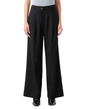 Grey Lab Pleated Belted Stretch Wide Leg Pants - Black