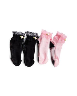 Arebesk Diana Ruffle Assorted 2-Pack Grip Socks - Black