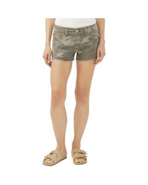 Silver Jeans Co. Print Raw Hem Mid Rise Denim Boyfriend Shorts - Gray