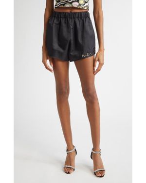 Area Crystal Trim Track Shorts - Black