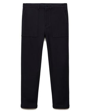 Mango Textured Classic Fit Pants - Blue