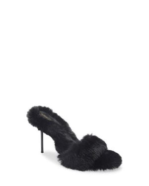 Jeffrey Campbell Big Mama Faux Fur Sandal - Black
