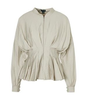 Karen Millen Pleated Detail Woven Jacket - Natural