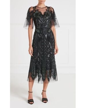 Temperley London Peacock Midi Dress - Black