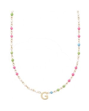 Cuffed By Nano Custom Initial Dainty Colorful Enamel 14K Filled Necklace - Metallic