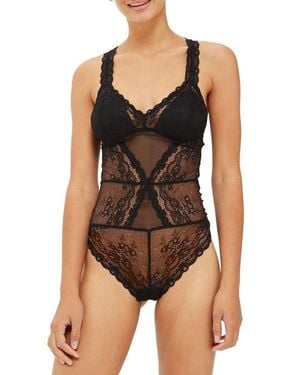 TOPSHOP Cordelia Lace Bodysuit - Black